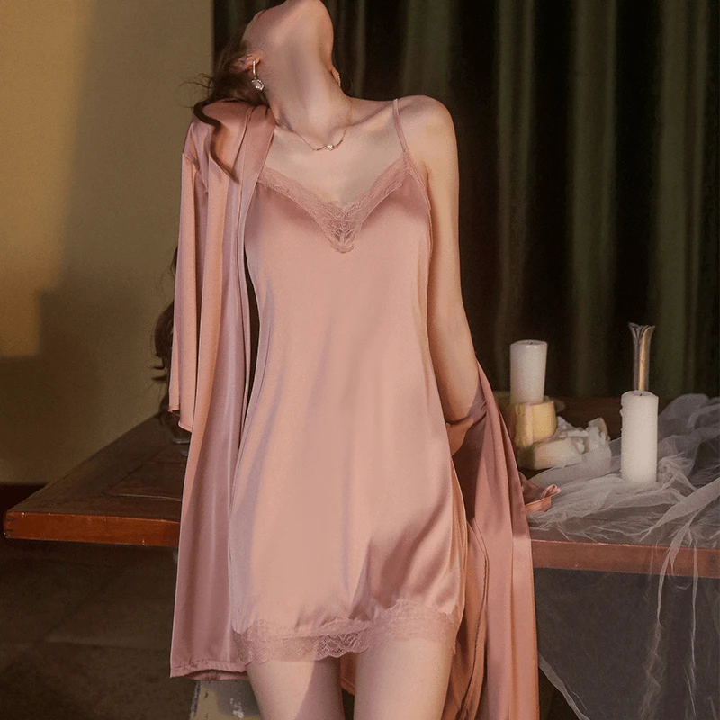 冰丝吊带睡裙女夏套装2024新款爆款可外穿贴身款睡衣薄款内衣套装