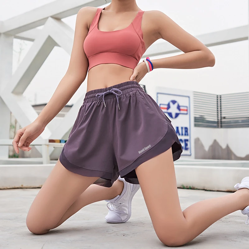 KUNLI/群力防走光运动短裤夏季宽松女士专业跑步裤训练健身短裤
