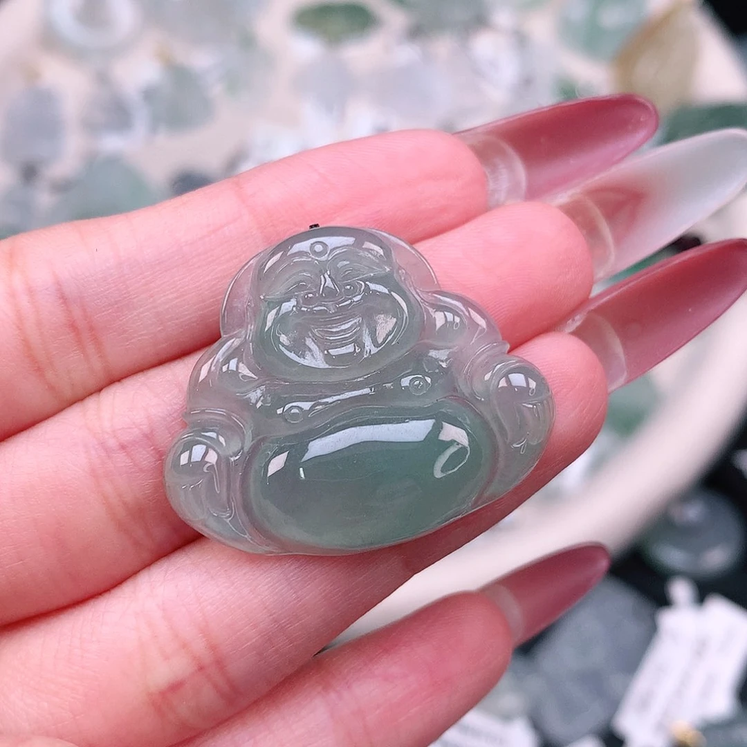 翡翠颈饰未镶嵌晴绿佛公