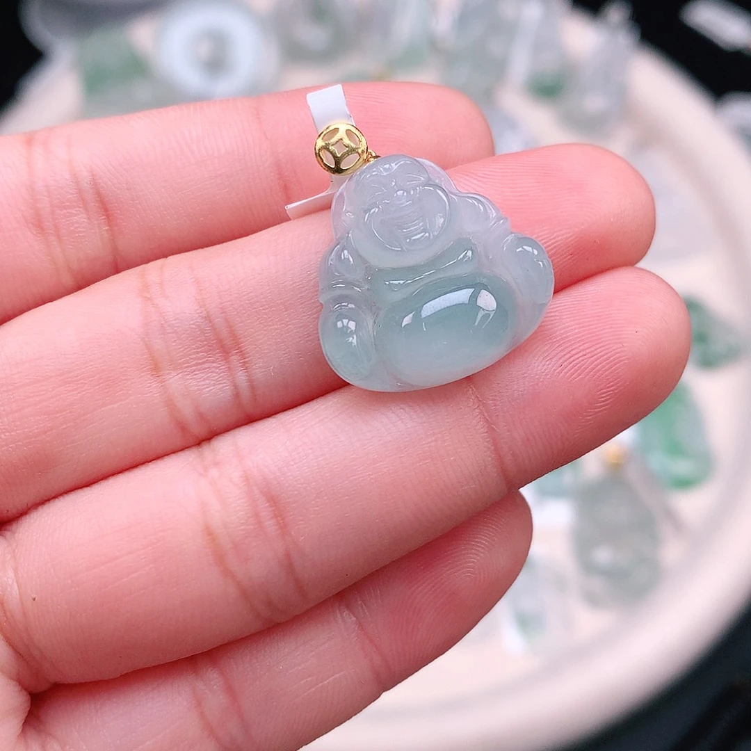 翡翠颈饰18K金镶嵌佛公