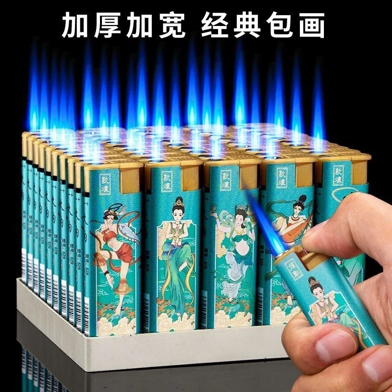 【蓝火直冲】新款50支盒装防风打火机商超厂家直销耐用一次性火机