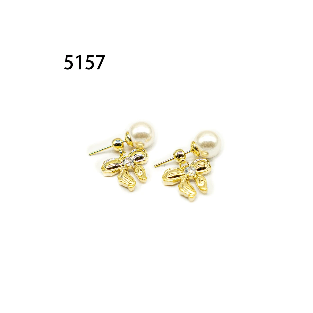 铜合金耳饰 简约镶嵌个性气质耳环小众设计高级感耳饰～5157