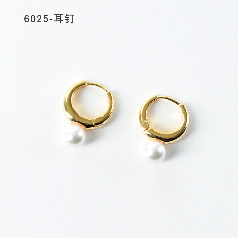 铜合金耳饰 简约镶嵌个性气质耳环小众设计高级感耳钉耳饰～6025