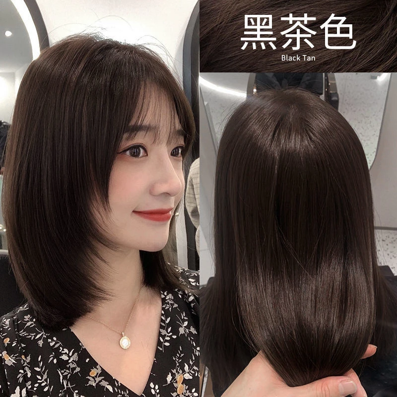 黑茶色染发剂2023流行色植物染自己染发膏推荐显白泡泡染遮白发纯