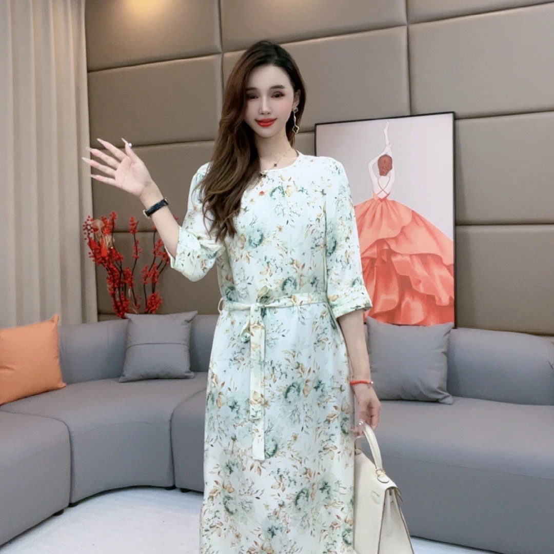 ‘’重磅印花‘’真丝连衣裙90331女装连衣裙碎花气质时尚