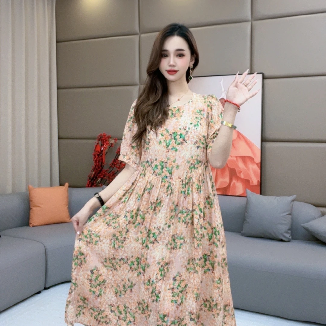 ‘’繁花似锦‘’真丝连衣裙74131女装连衣裙碎花气质时尚