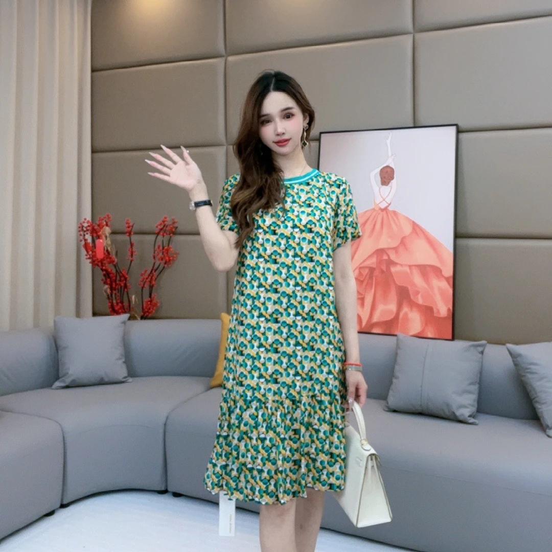 ''几何印花''真丝连衣裙74121女装连衣裙碎花气质时尚