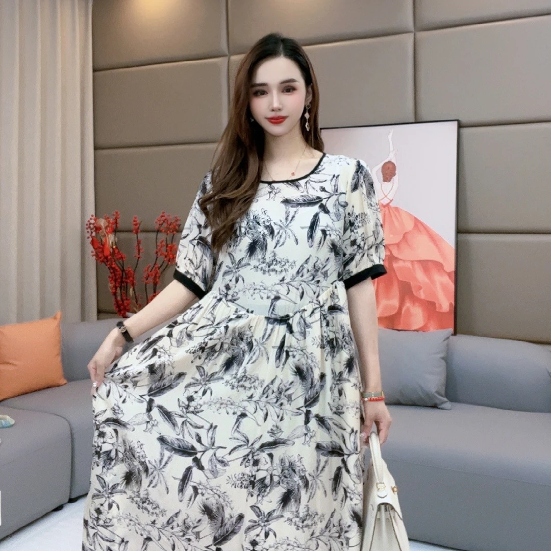 ''水墨花色''真丝连衣裙90010女装连衣裙碎花气质时尚