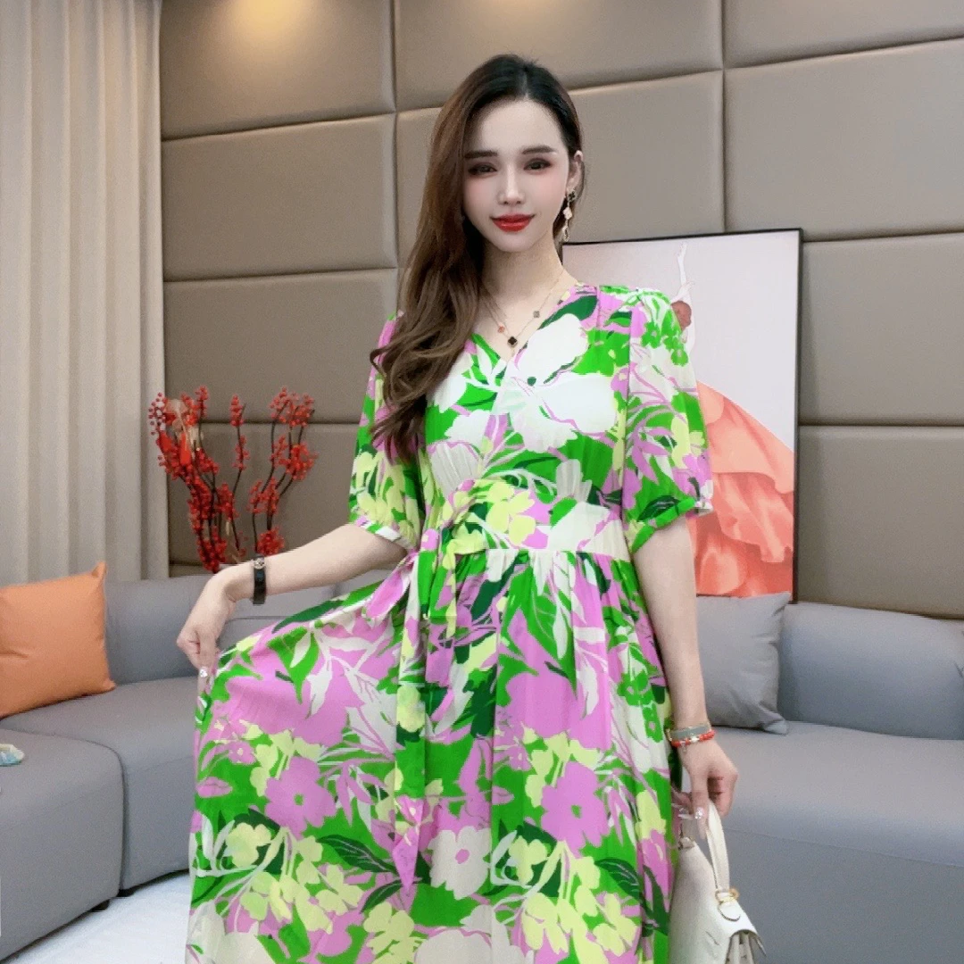 ‘’荷塘月色‘’ 真丝连衣裙90304女装连衣裙碎花气质时尚