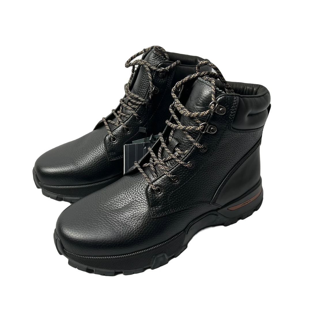 Zegna 男士休闲百搭黑色厚底英伦风高帮秋冬系带时尚马丁靴冬季