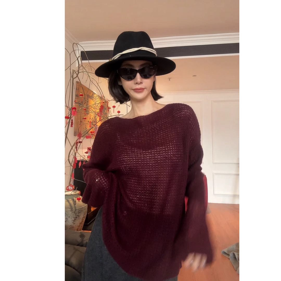 GU JIFEN｜朵云感｜韩系简约薄款柔软长袖针织衫 248009X55525