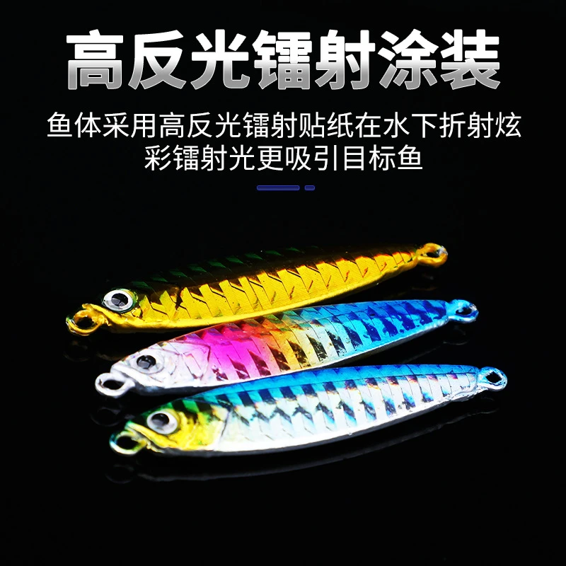 马牌远抛镭射万用铁板路亚饵岸投加强双钩鲈鱼鲅鱼翘嘴血槽钩