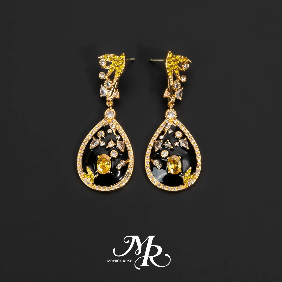 铜合金合成锆石耳饰 Monica rose巴塞罗那0001Vintage轻奢耳环