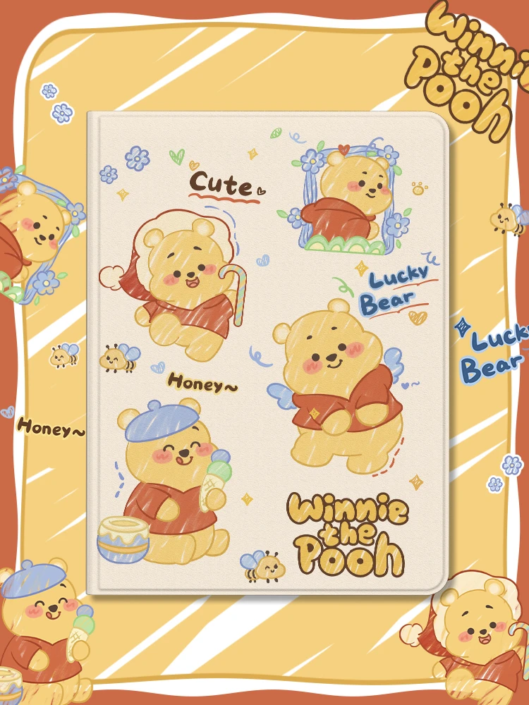 【书本式】维尼贴纸平板保护套新款air5全包ipad华为小米/oppo