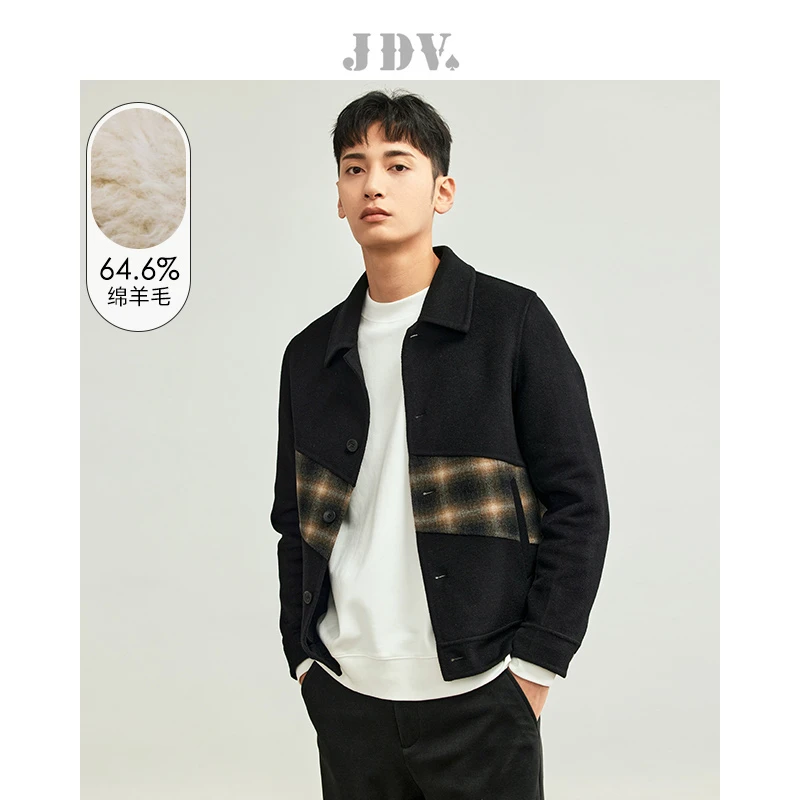 JDV男士春秋羊毛夹克外套短款双面呢休闲冬装茄克外套WCO1905