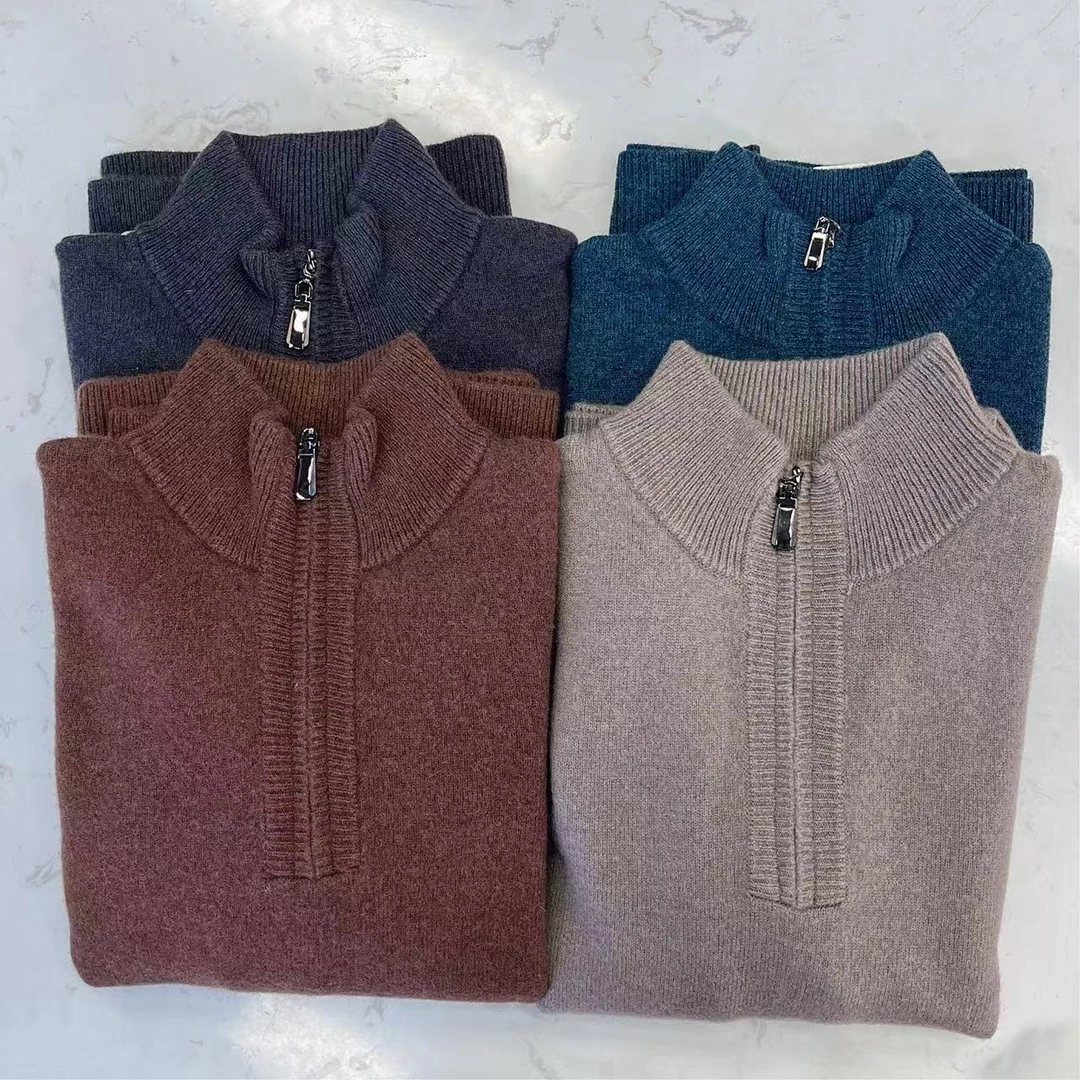 33 100%山羊绒 男女同款 半高领拉链外穿秋冬商务休闲羊绒