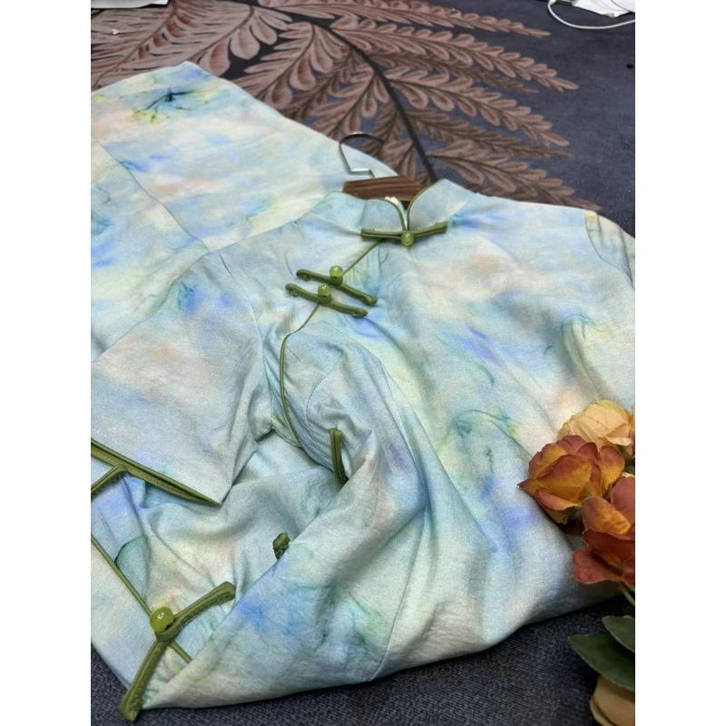 0638 （绿海棠）八扣 旗袍