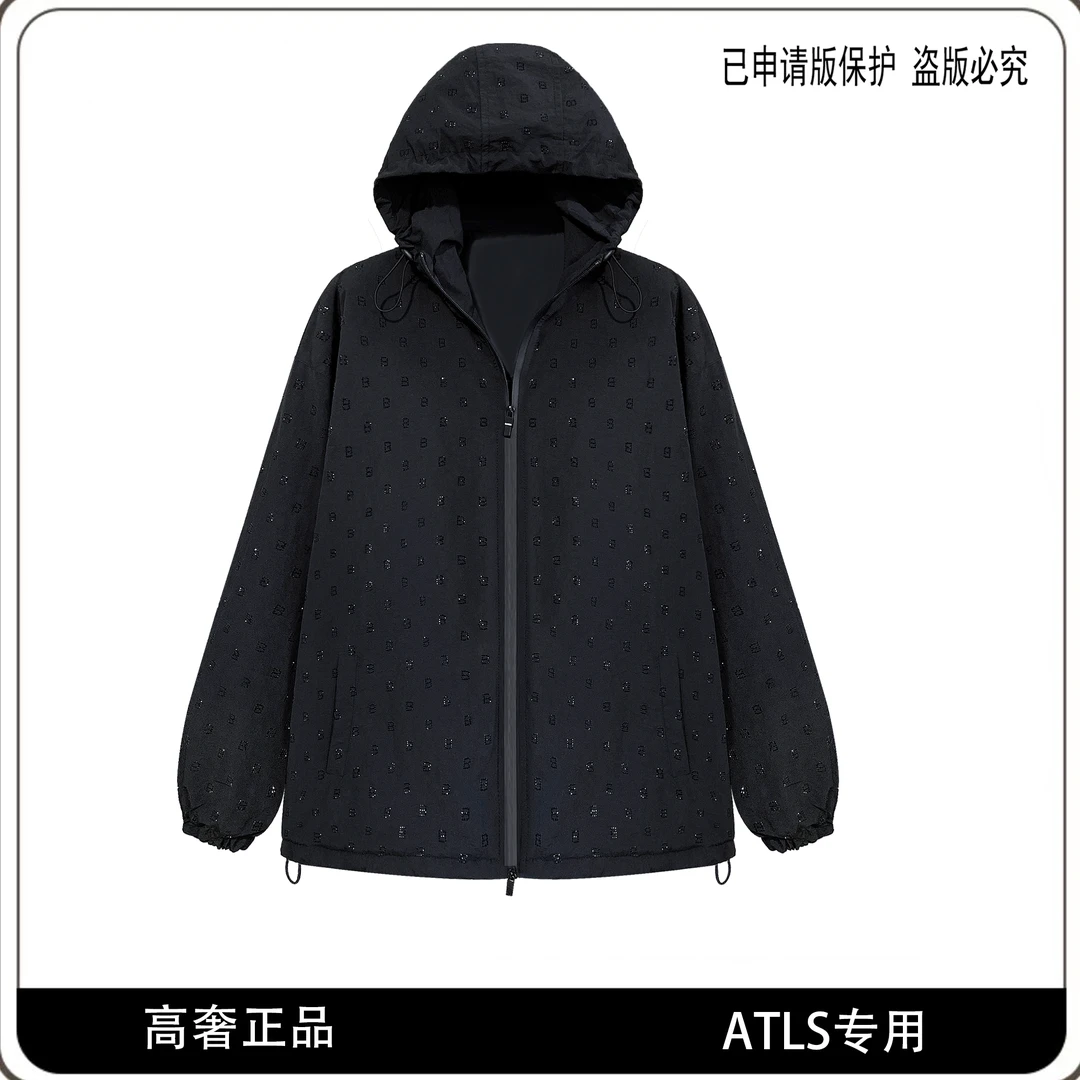 【奥莱专供】无礼盒82391#ATLS秋冬百搭时尚棉服外套休闲黑色外衣潮