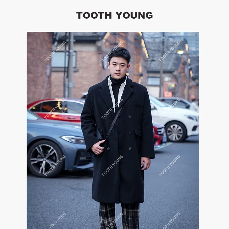 郑一爱穿搭【流金岁月】男士大码中长款宽松外套西装毛呢大衣