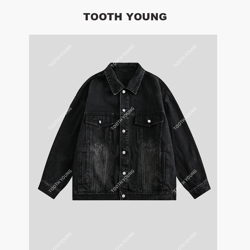 郑一爱穿搭 水洗做旧牛仔秋季夹克男士百搭宽松休闲复古男外套