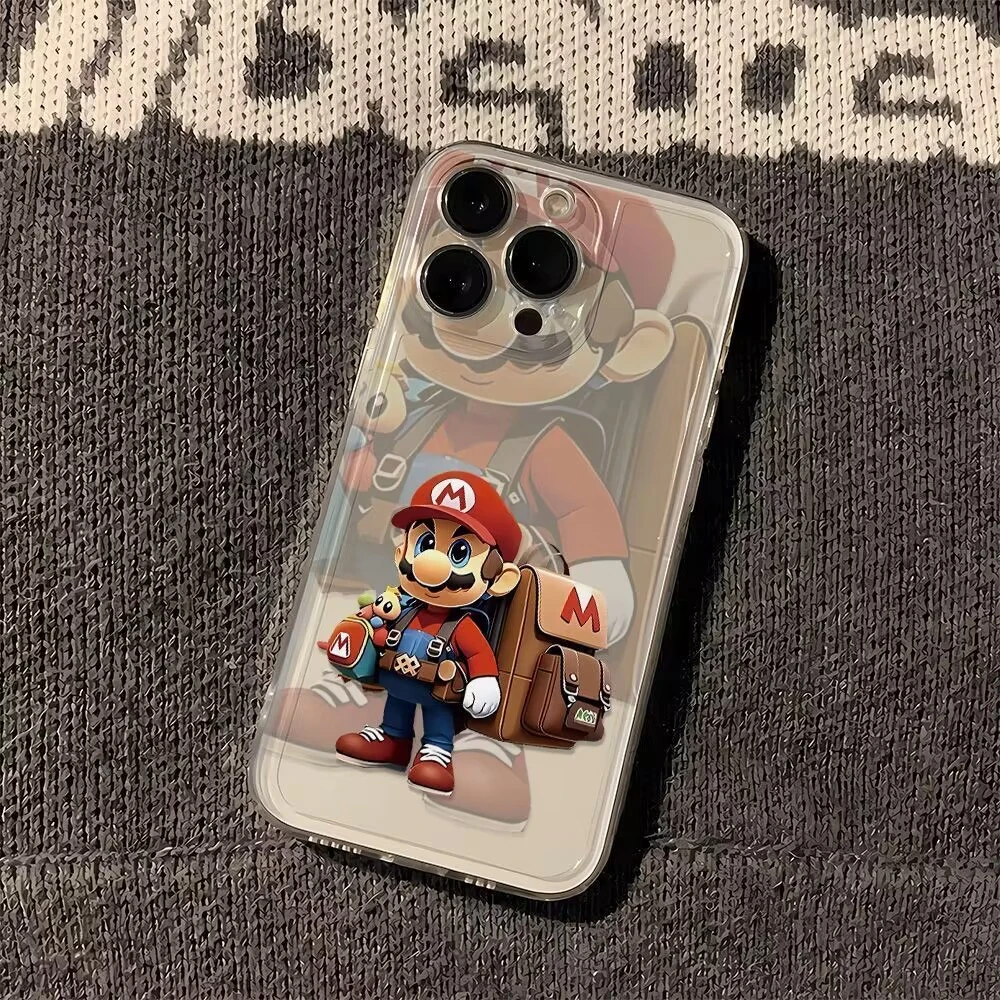可爱马里奥适用苹果15PROMAX手机壳iPhone14创意13/12卡通11透明x