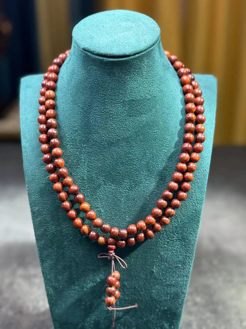 A185海南黄花梨老油梨虎皮0.8-108多圈手串