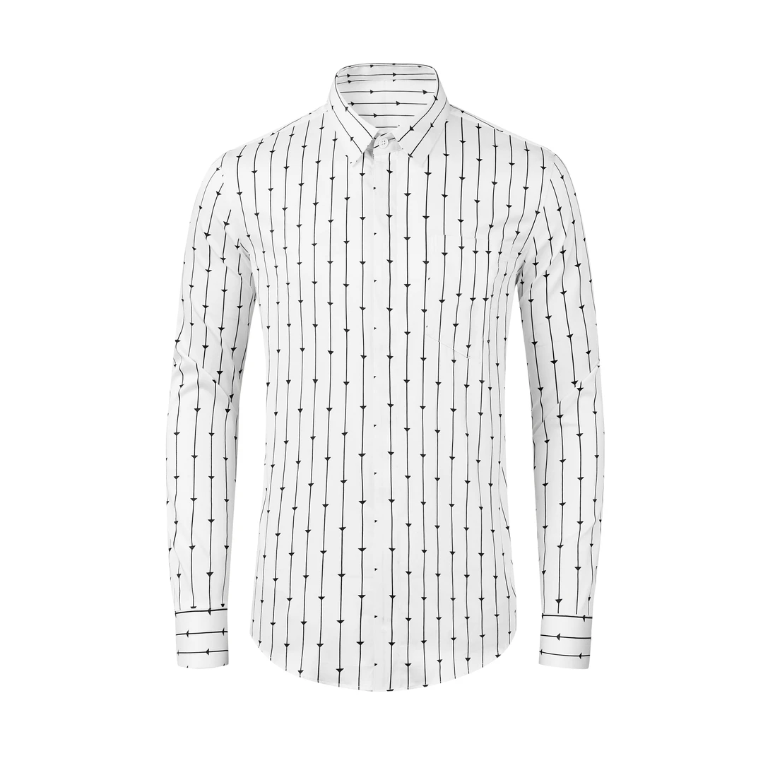 K先生精品男装　男士休闲时尚潮流轻奢定制面料竖条纹花衬衫衬衣