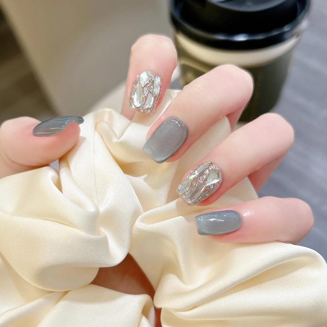 【夏威夷】【现现】纯手工穿戴甲 定制美甲贴片 猫眼钻钻超闪