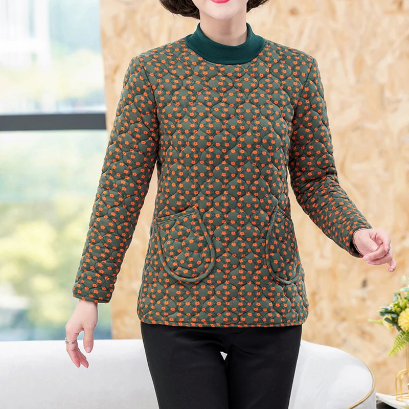 手工家居套头小棉袄碎花保暖加绒时尚内穿外穿女士小棉衣冬季棉袄