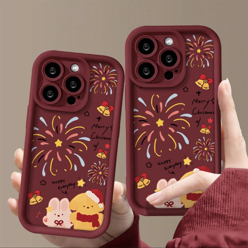 新年彩色烟花适用iphone15苹果14手机壳13/12/11全包7防摔8创意XR