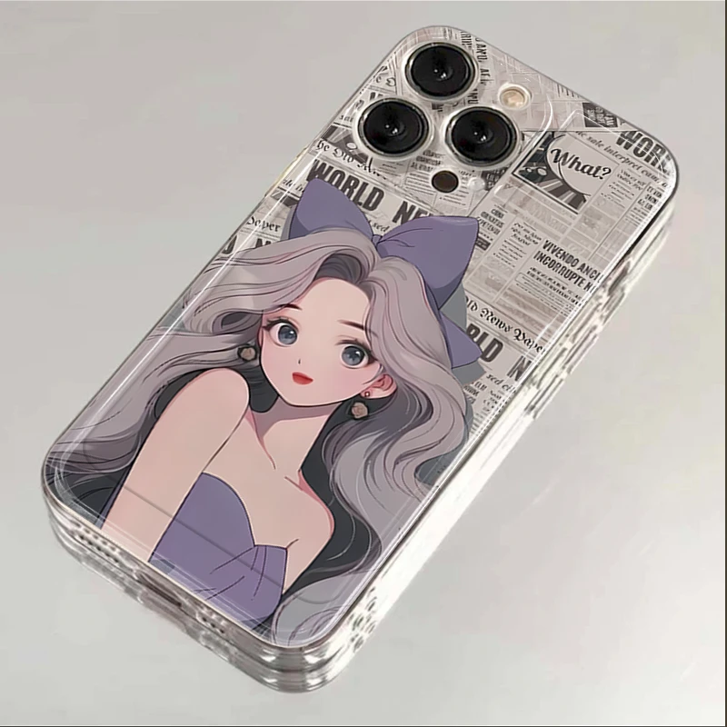 紫发公主iphone15苹果手机壳14promax硅胶13pro透明12高级11女ins
