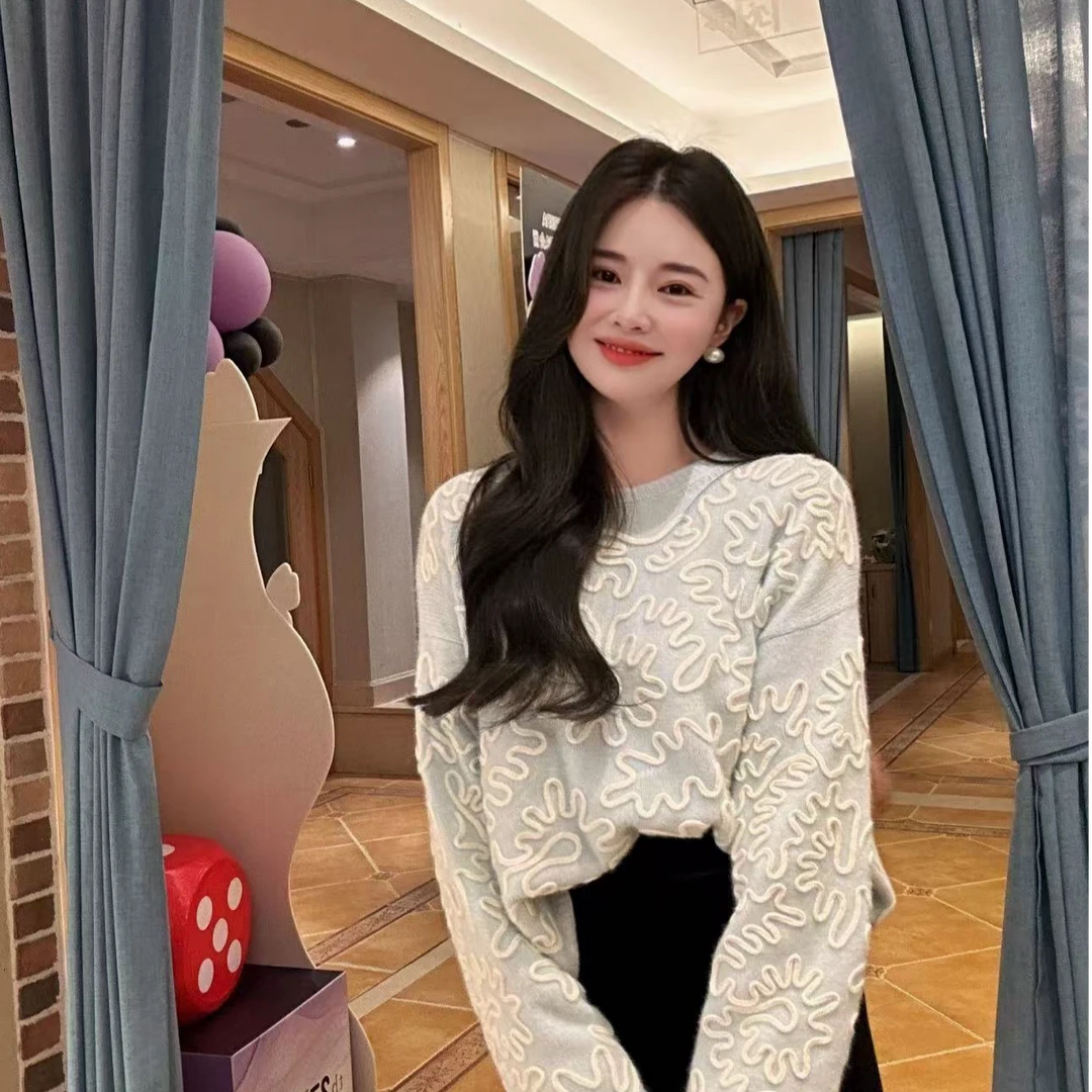 福利1.8号盘花宽松咩毛毛衣（现货）宽松咩毛毛衣长袖时尚休闲百搭