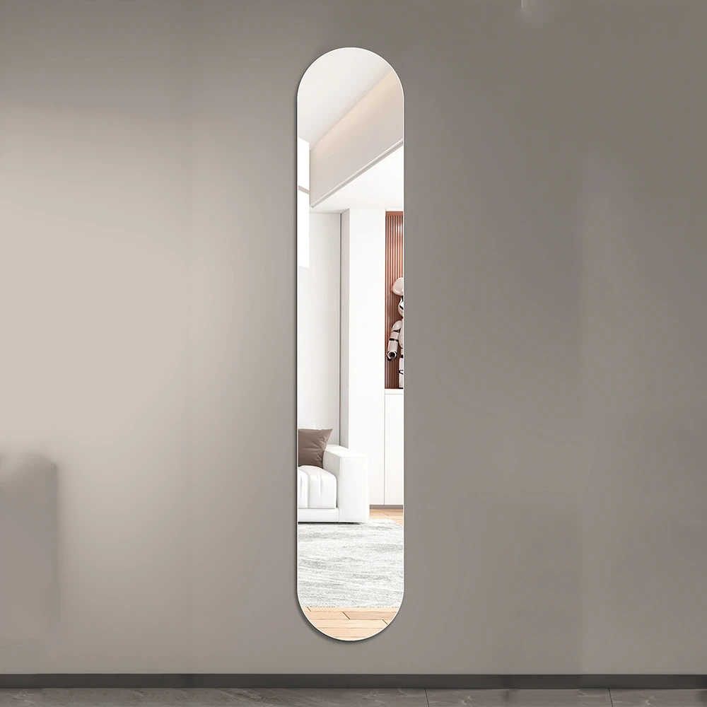 学生宿舍家用网红方形极窄贴墙玻璃镜免打孔试衣镜卧室全身镜新款