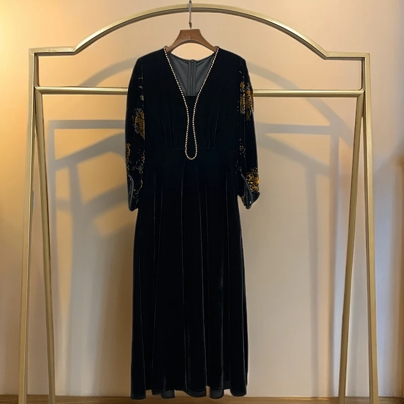 889236-1设计师轻奢高档气质中老年妈妈装显瘦夏季中长款连衣裙