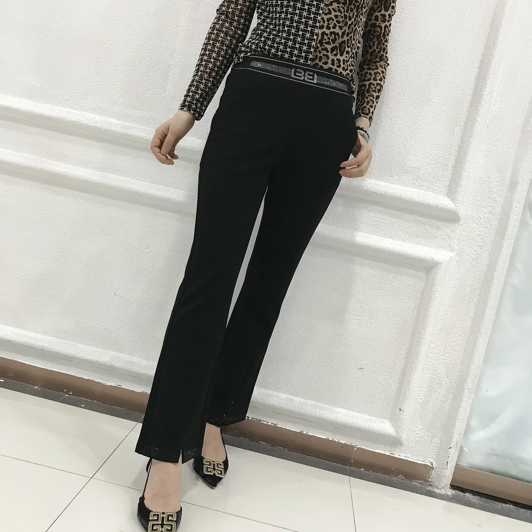 9116轻奢高档中老年妈妈装弹力女士纯色休闲裤气质时尚