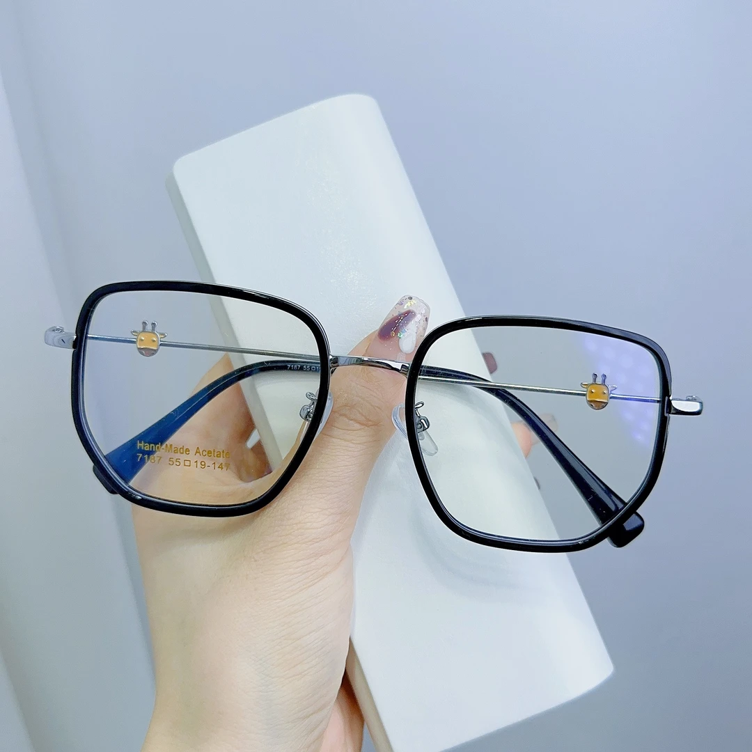 超轻百搭时尚网红金胶款萌宠牛护眼防辐射大框素颜潮流框架眼镜