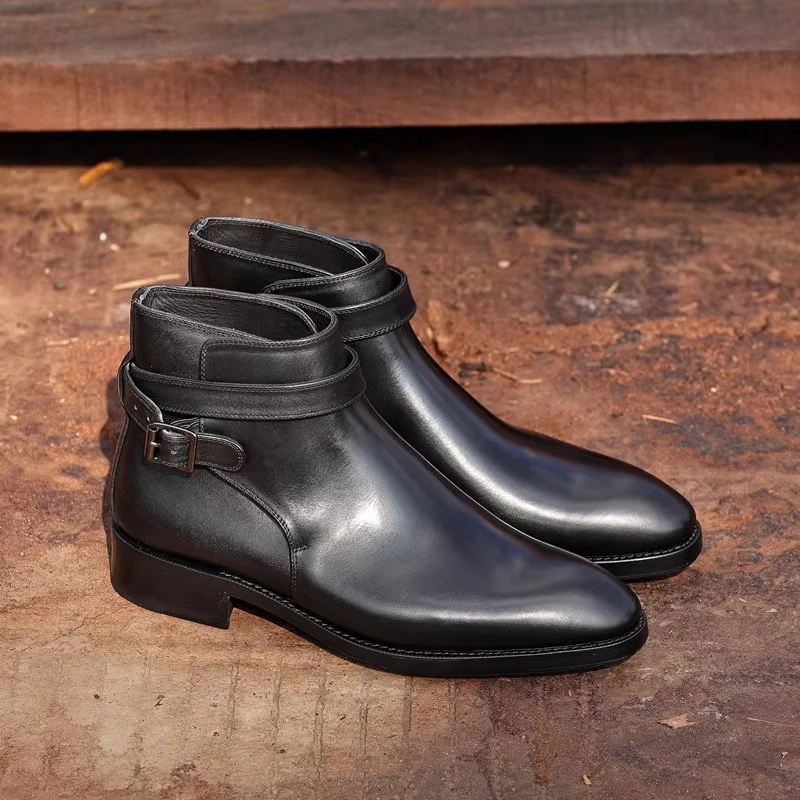 穆堡里西固特异手工鞋切尔西靴商务正装鞋男款真皮英伦风休闲皮鞋