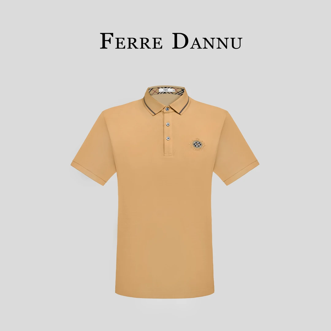FERRE DANNU/费雷【含桑蚕丝】春夏新款男士时尚轻奢短袖POLO衫8806