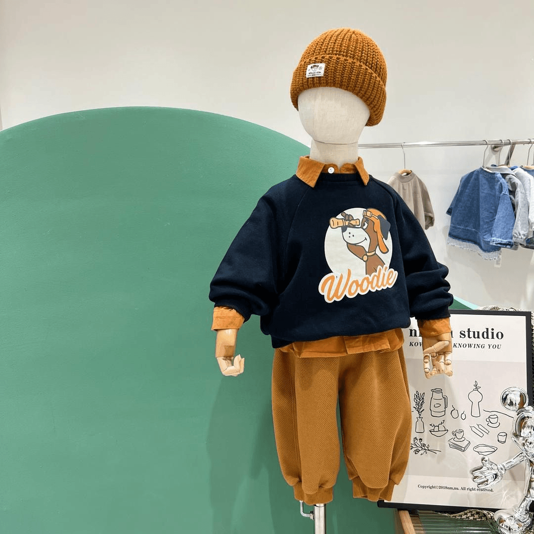 男童套装春秋2023新款卫衣中小童男孩洋气网红炸裂小少爷套装D55