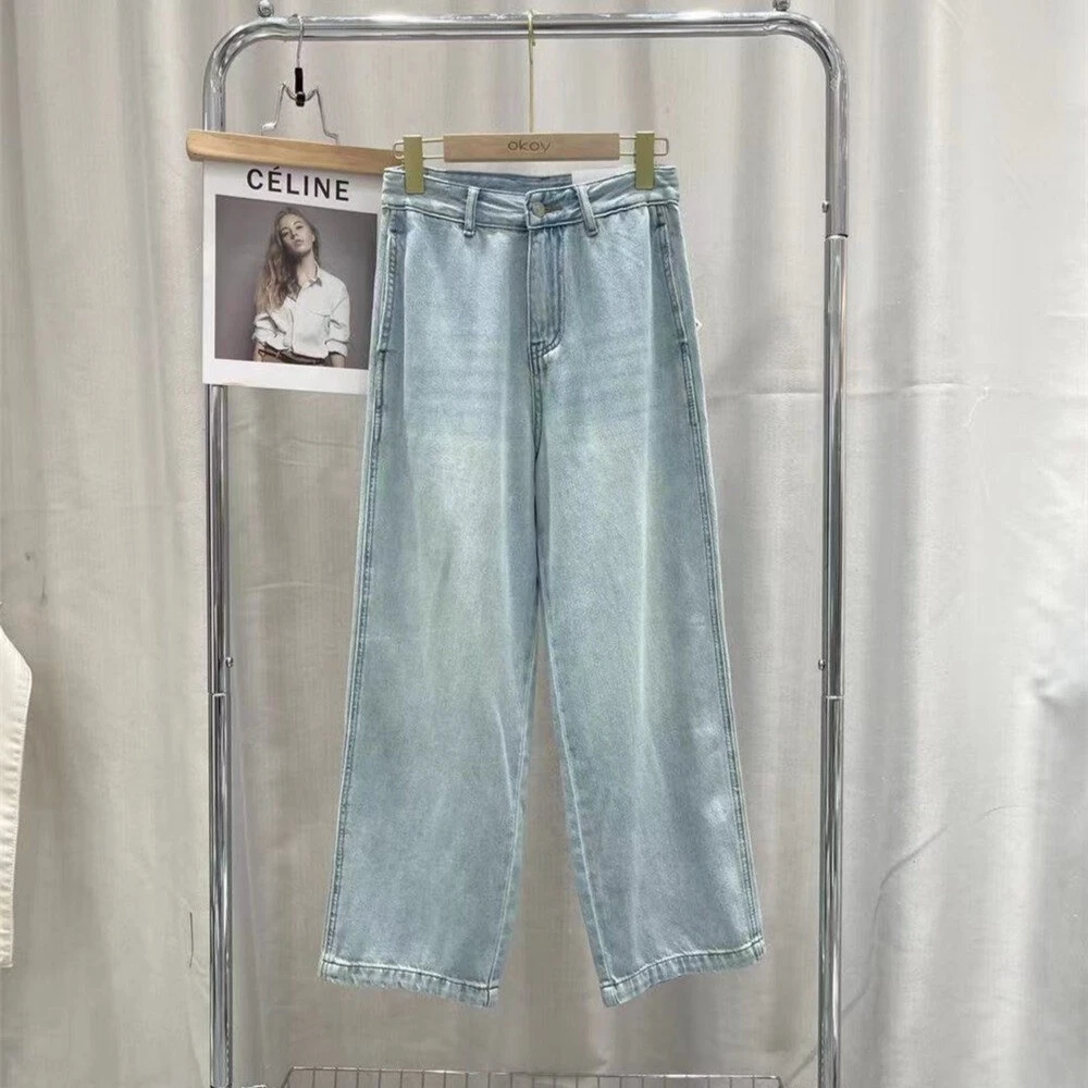 大掌柜推荐  薄牛仔裤高腰显瘦夏季百搭直筒小个子阔腿裤