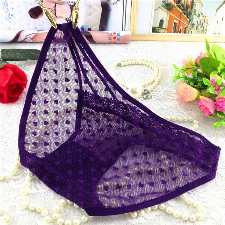 性感女士内裤 蕾丝提花内裤女式低腰镂空交叉带薄款三角裤时尚