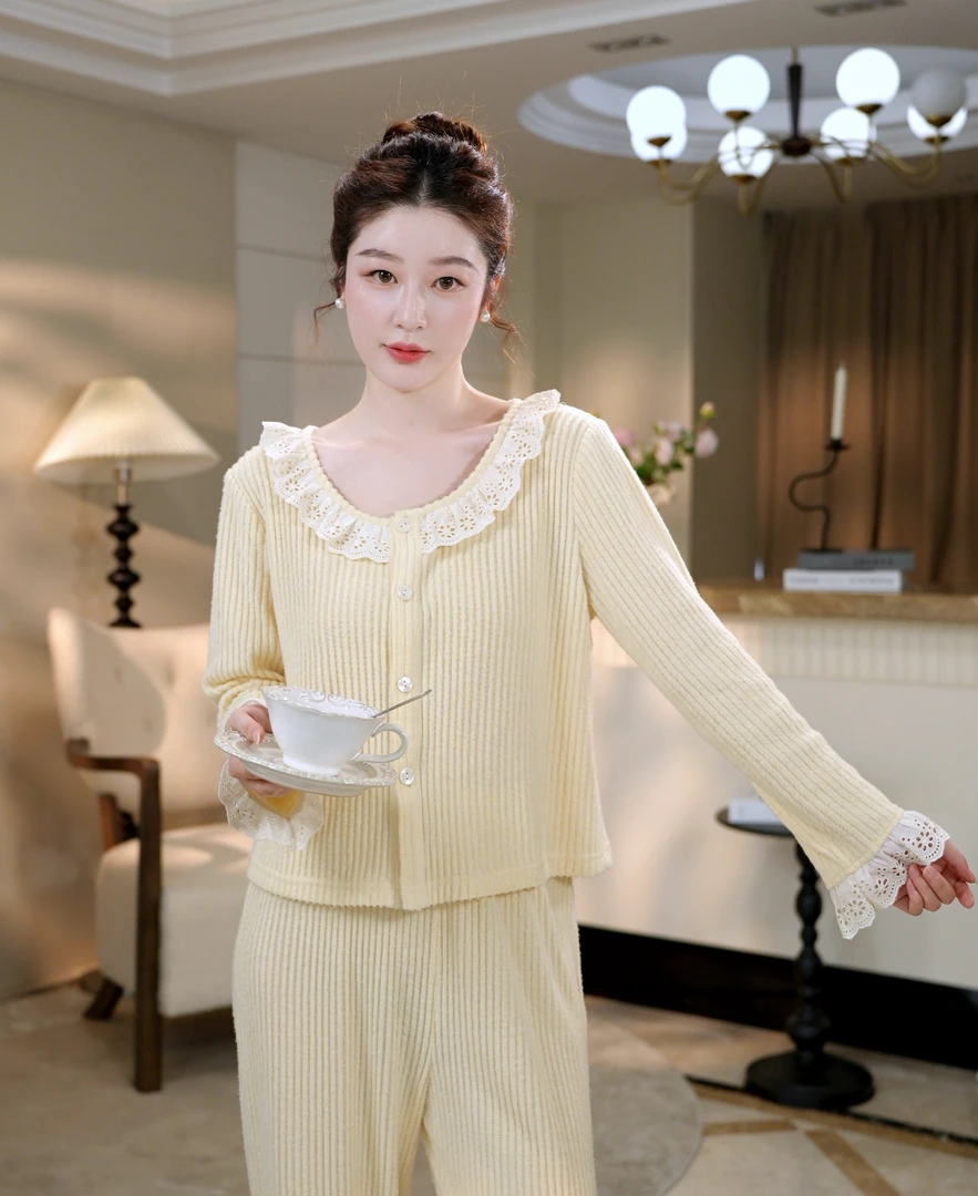 【黄油奶贝】长袖睡衣春夏显瘦显白透气家居服薄款时尚小香风