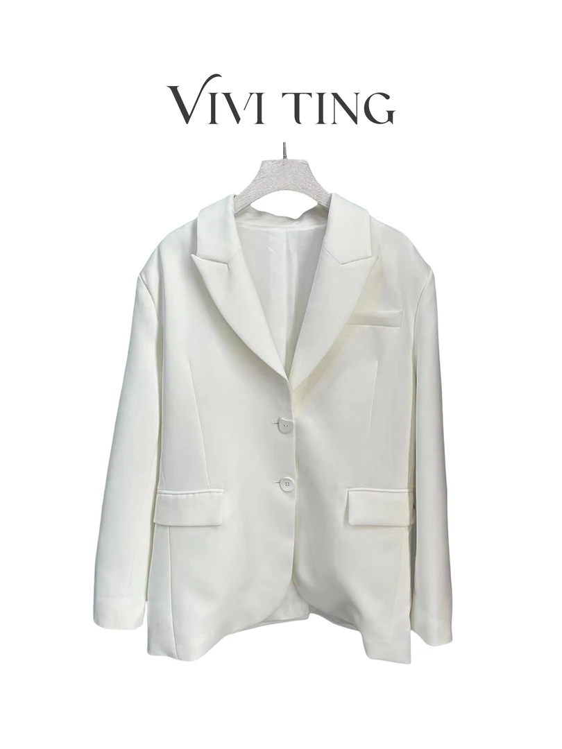 【VIVI·TING】婷姐推荐秋季韩版气质单排扣翻领白色西装外套女F510