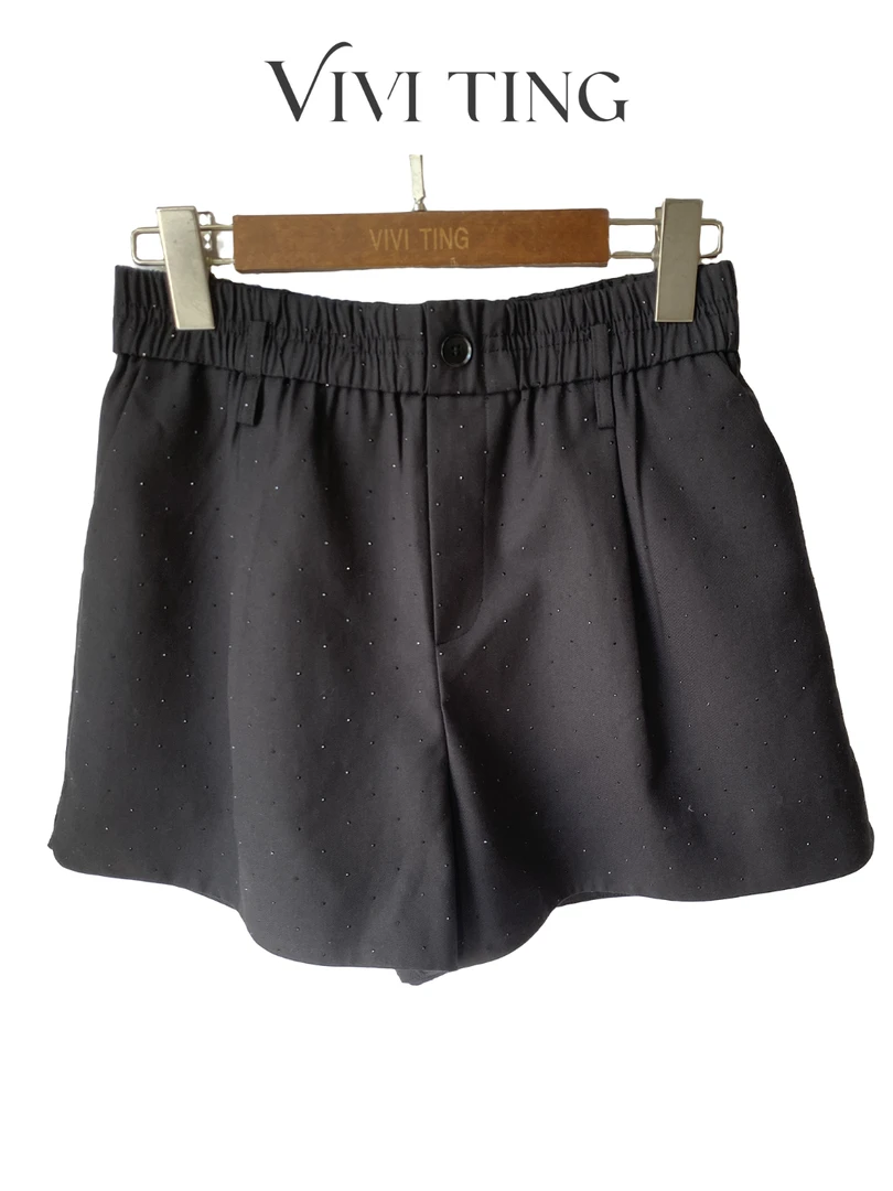 【VIVI·TING】婷姐推荐满天星烫钻松紧腰短裤休闲裤百搭简约时尚