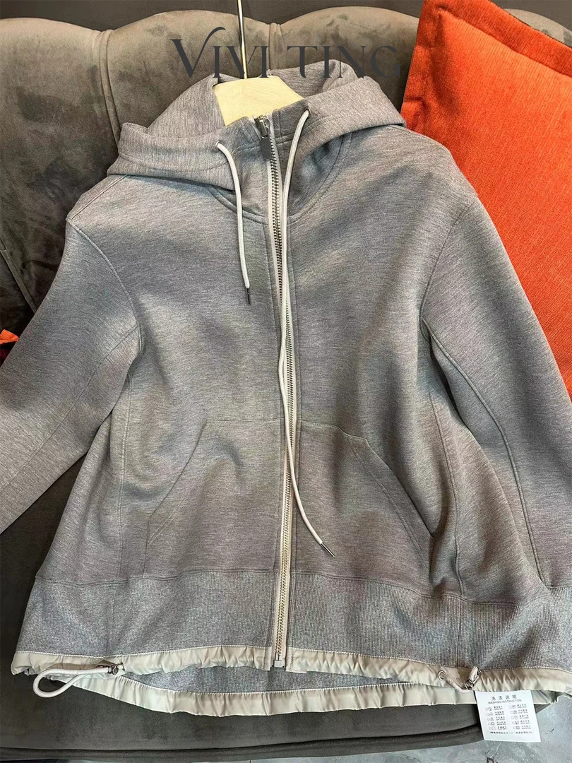 【VIVI·TING】婷姐推荐秋冬款休闲风抽绳连帽卫衣前拉链外套F260