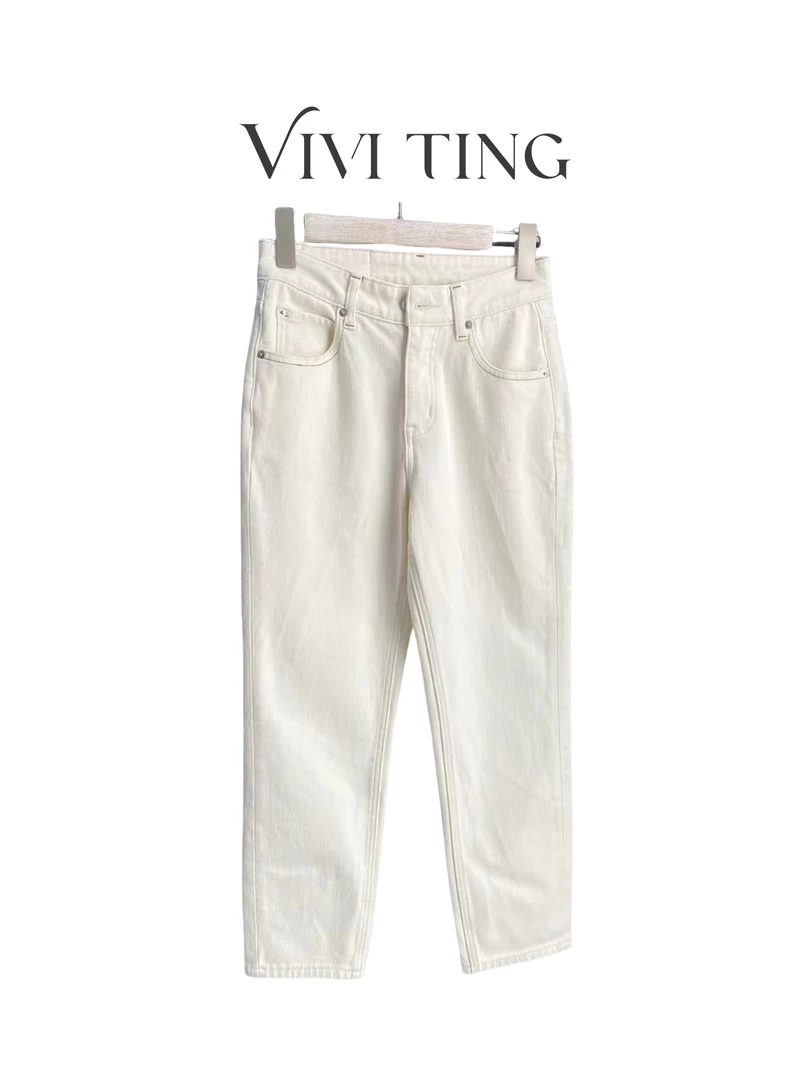 【VIVI·TING】婷姐推荐时尚百搭基础版前口袋休闲白色牛仔裤F358
