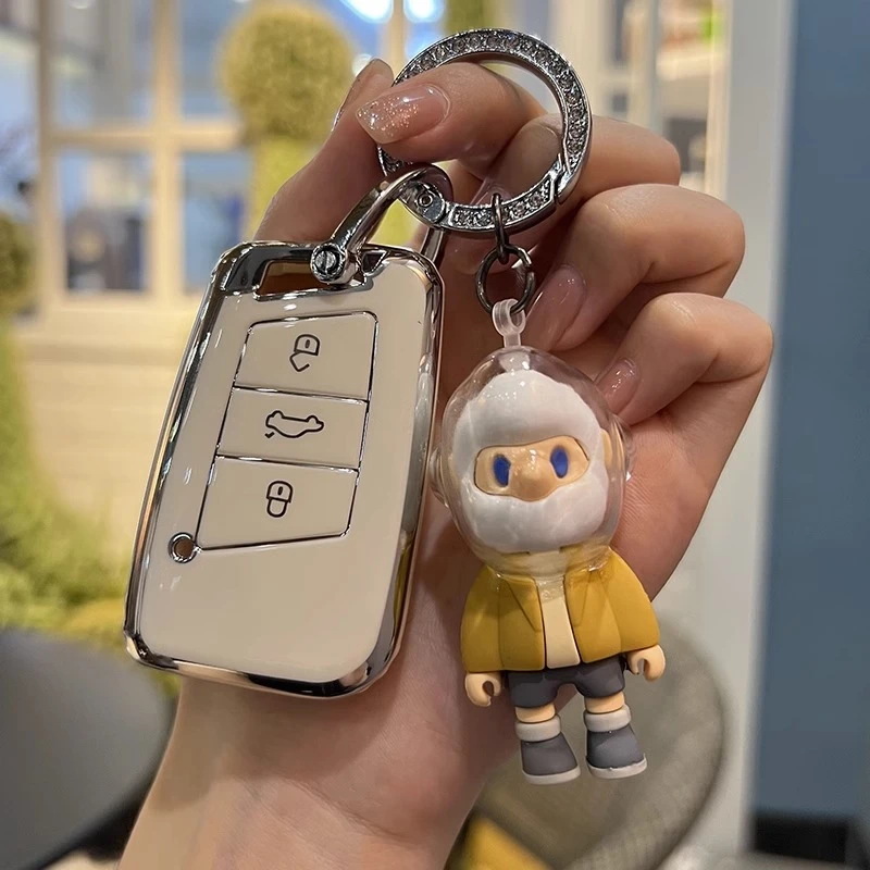 适用大众汽车钥匙套22款新帕萨特b8迈腾cc途安330高档包壳扣男女