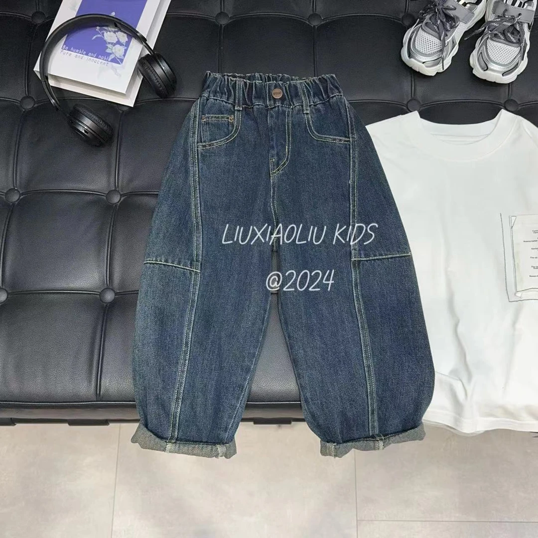 BY LIUXIAOLIU【南溟】韩版潮流高货设计师款秋季儿童牛仔裤2504