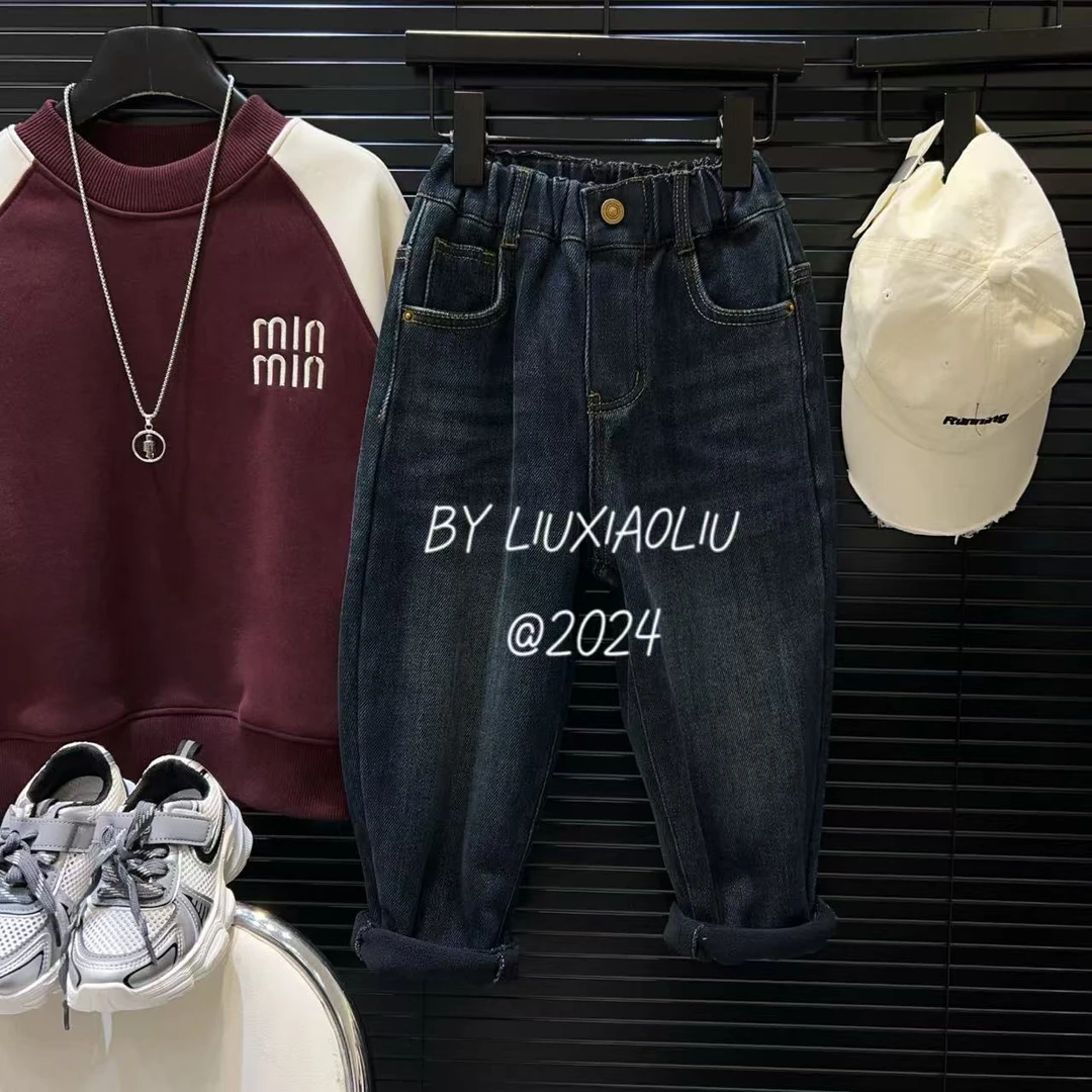 杭州六小六正版 BY LIUXIAOLIU冬季儿童加绒牛仔裤12528