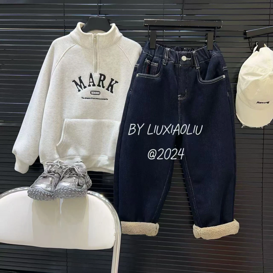 杭州六小六正版 BY LIUXIAOLIU冬季儿童加绒牛仔裤12927